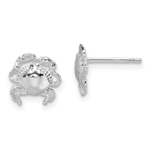 Million Charms 925 Sterling Silver Silver Rhodium-Plated Crab Post Earrings - Picture 1 of 4